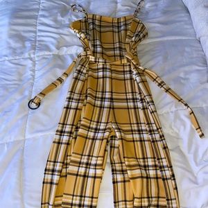 Yellow plaid jumpsuit